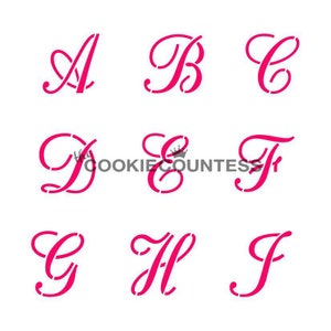 Fast Shipping!!! Alphabet Script Stencil Set, Monogram Stencil, Alphabet Stencil, Cookie Monogram Stencil, Alphabet Cookie Stencil