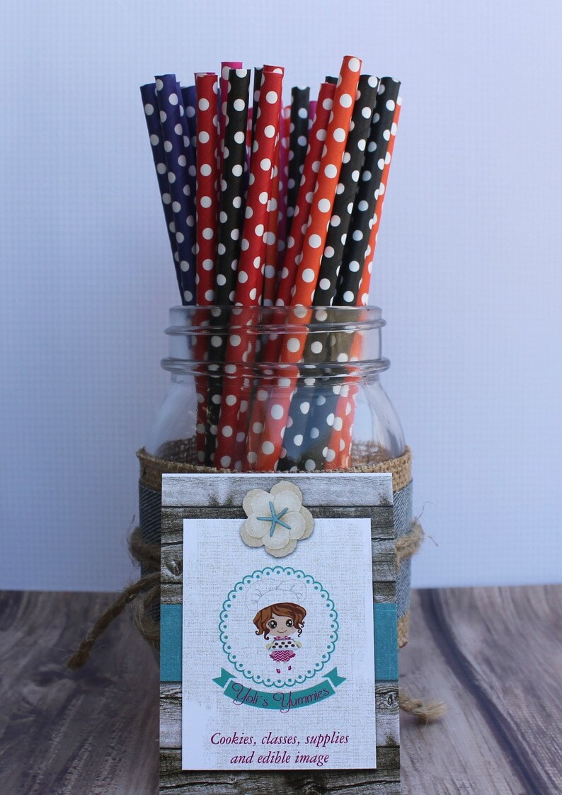 Polka Dots Paper Straws Cake Pop Straws Apple Paper Straws Etsy