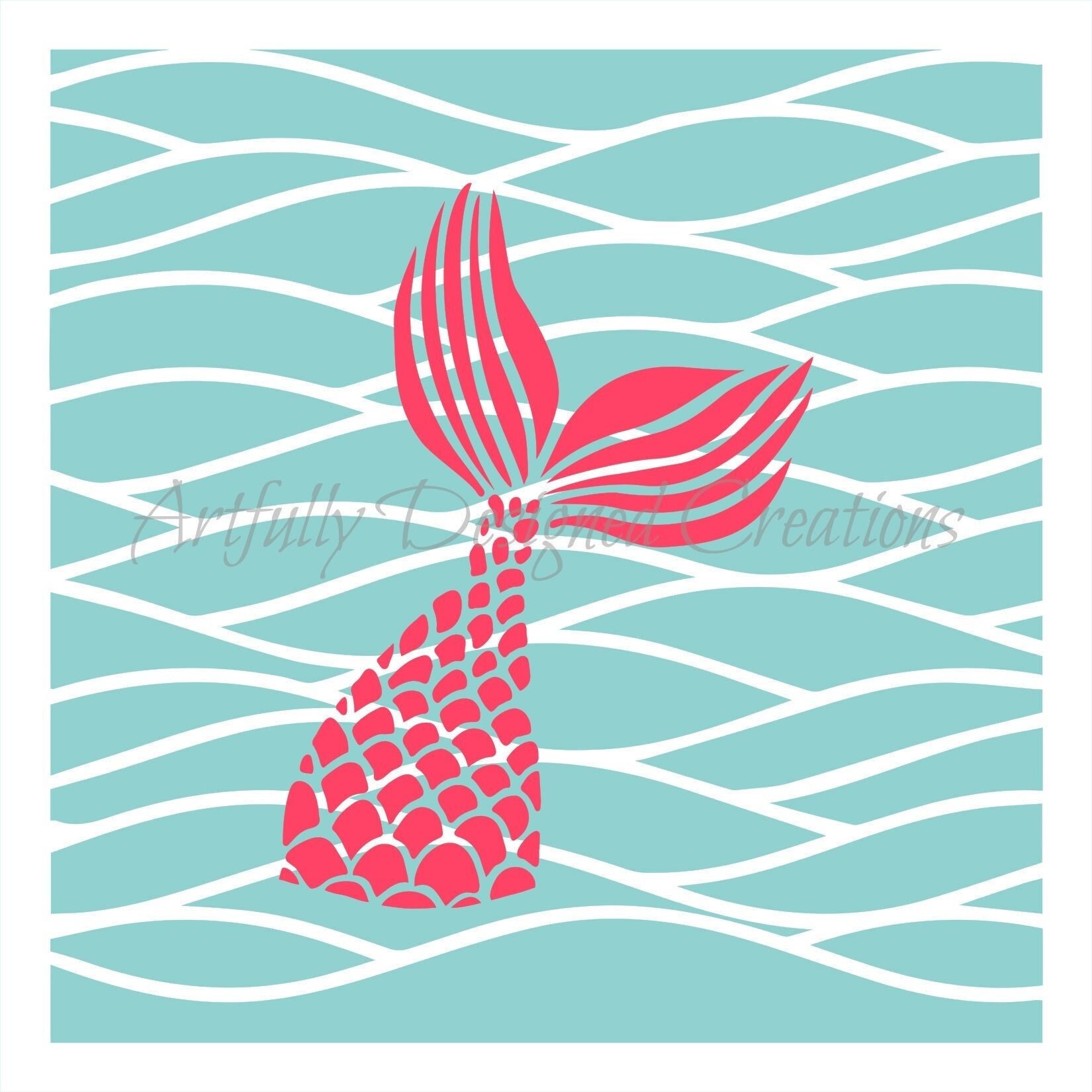 FAST Shipping Waves and Mermaid Tail Stencil Little Mermaid - Etsy Denmark
