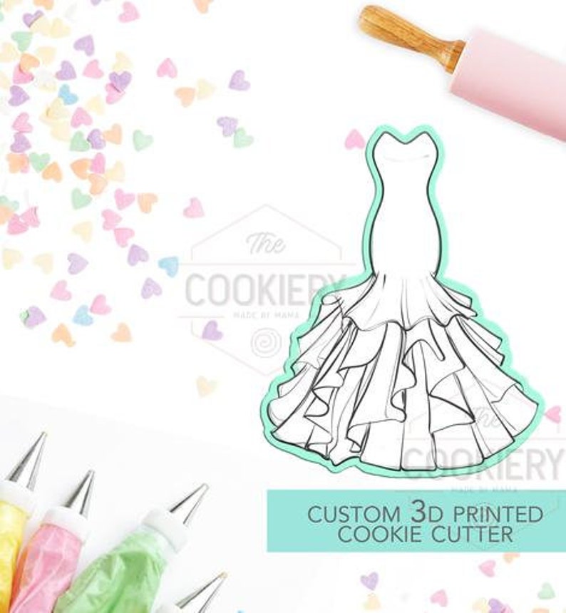 FAST SHIPPING Wedding Dress Cutter, Cookie Cutter, Bride Dress Cookie Cutter, Bridal Cookie. image 2