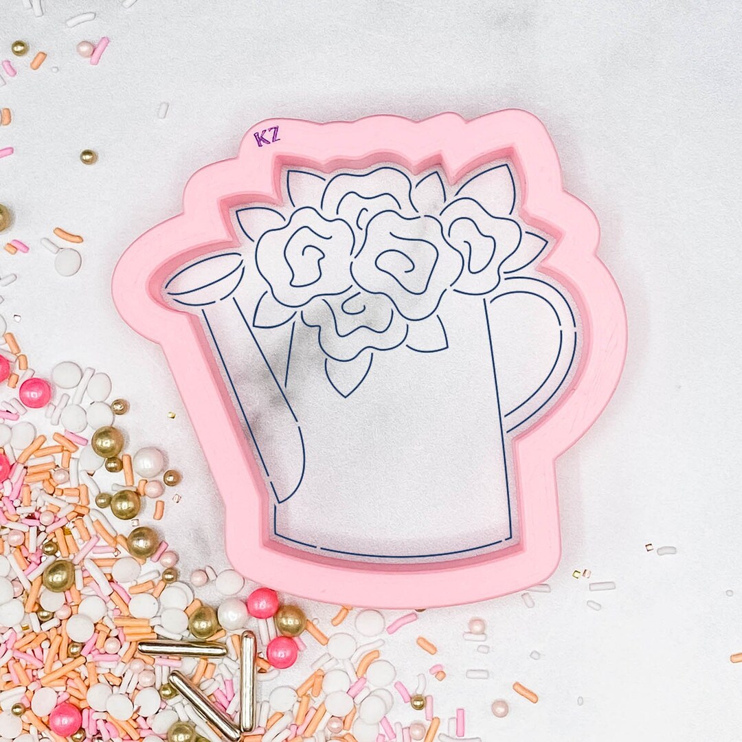 Fast Shipping Floral Watering Can Stencil and Cookie Cutter, Watering