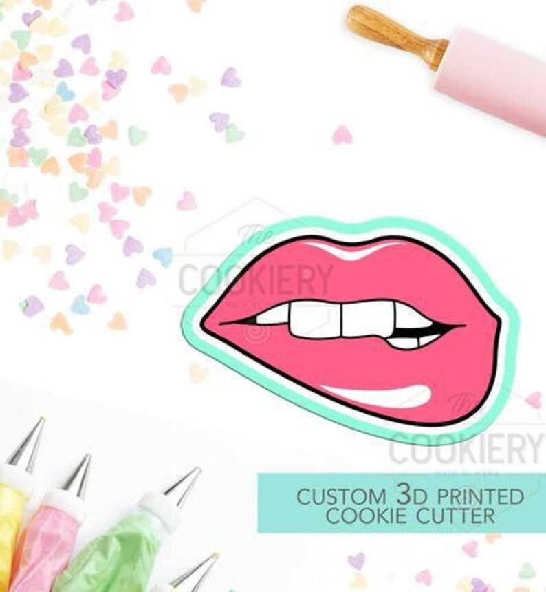 Lip Bite Cookie Cutter Halloween Cookie Cutter Valentines Etsy