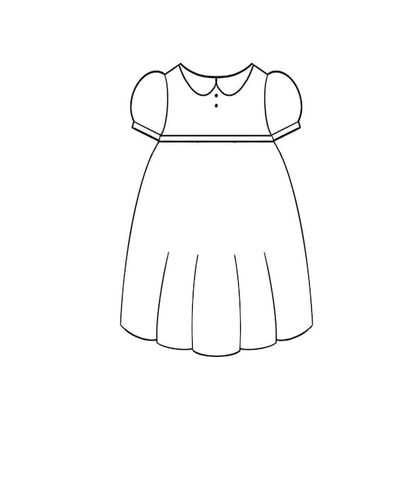 Baby girls dress outline vector icon. EPS 10...... Short sleeve. Kids  Fashion ~ Clip Art #205366427