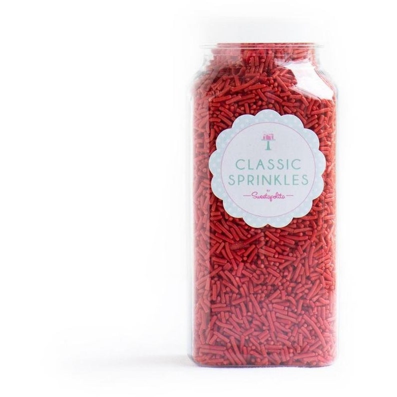 Cookie Sprinkles Bright RED Sweetapolita Sprinkles FAST SHIPPING!! Cake Sprinkles Crunchy Jimmies Sprinkles Red Mix Sprinkles