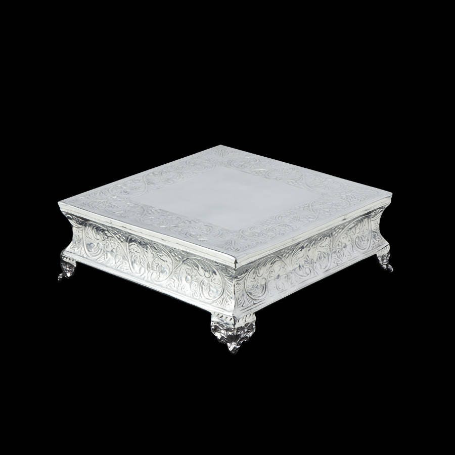 Single Tier 16 x 16 inches Polished Metal Square Cake Stand XSCS 