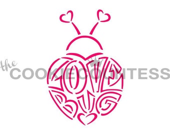 Fast Shipping!!! Love Bug PYO Stencil, Paint your Own, PYO Stencil, Cookie Stencil, PYO Cookie Stencil, Love Stencil, Valentines Stencil