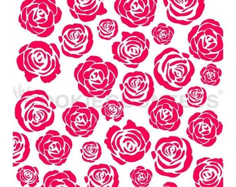 FAST SHIPPING!!! Rose Garden Stencil, Rose Garden Cookies, Rose Cookie Stencil, Flower Cookie Stencil, Wedding Stencil, Roses Stencils