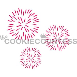 FAST SHIPPING Fireworks Stencil, Fireworks Cookie Stencil, Fireworks Cookies, Cookie Stencil, Firework Stencil, Firework, Cake Stencil zdjęcie 1