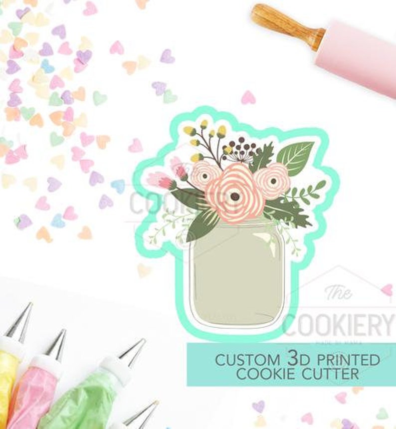 Mason Jar with Flowers Cutter Cookie Cutter FAST SHIPPING!! Mother/'s Day Cookie.