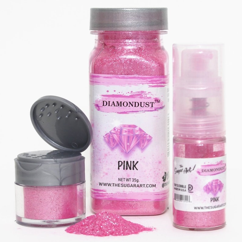 Edible Glitter FAST SHIPPING!! PINK Diamond Dust The Sugar Art Kosher Edible Dust Food Safe Glitter