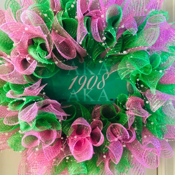 Pink and Green Sorority Wreath