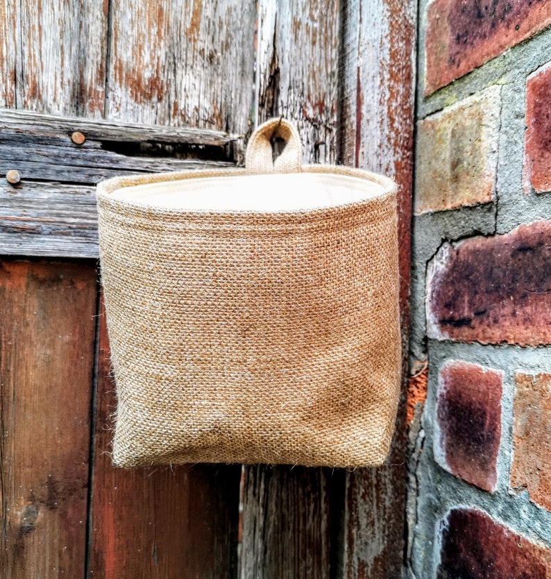 JUTE HANGING STORAGE Bag Organizer Basket Hessian Burlap Pot Etsy