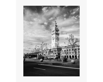 San Francisco poster | Black and White San Francisco Poster | Building poster | Ferry building | Train | Matte Vertical Posters