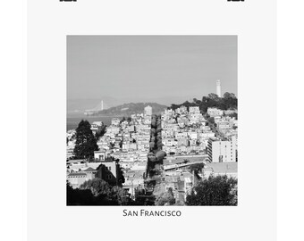 San Francisco poster | Black and White San Francisco Poster | Bay Area poster | SF poster | Matte Vertical Posters