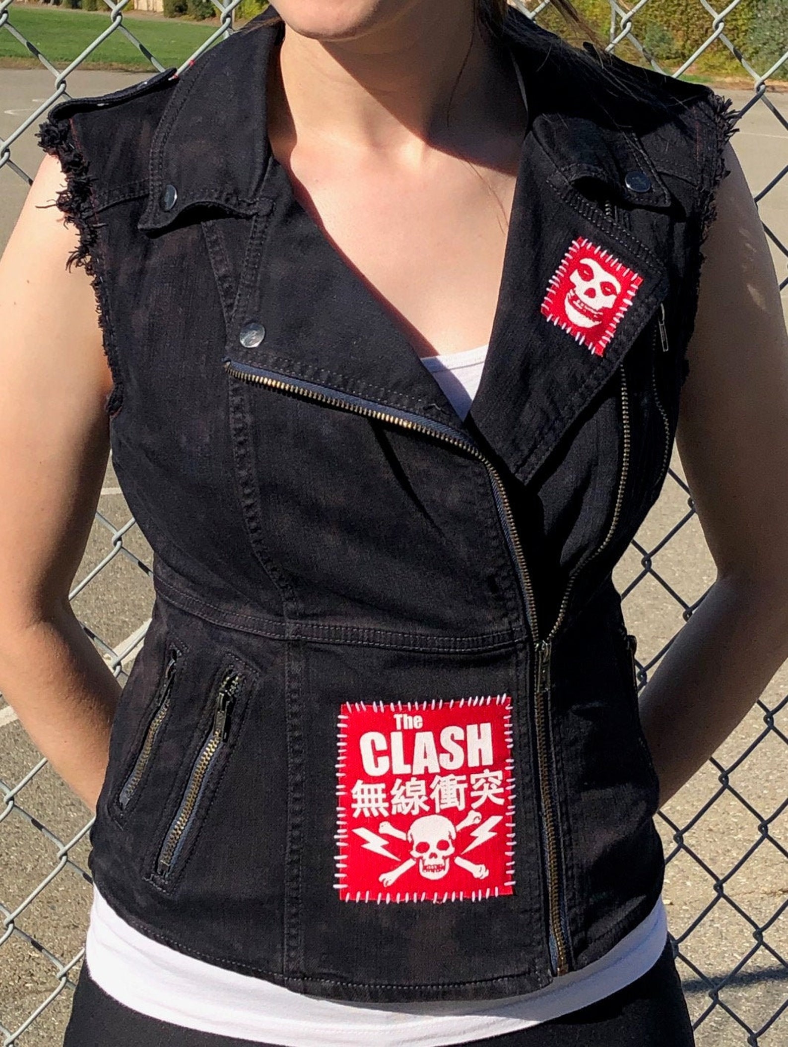 Punk Vest w/ Patches and Spikes Etsy