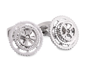 Rotatable Bicycle Gear Cufflinks, Bike Chain Cufflinks - the "gears" spin