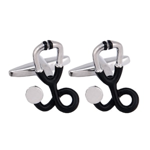 Stethoscope Cufflinks in Black and silver