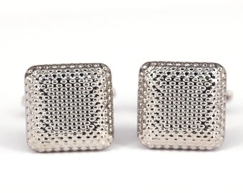 Silver Square indented dot Cufflinks