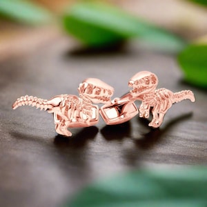 Dinosaur Skeleton Cufflinks: Rhodium Plated Copper Alloy