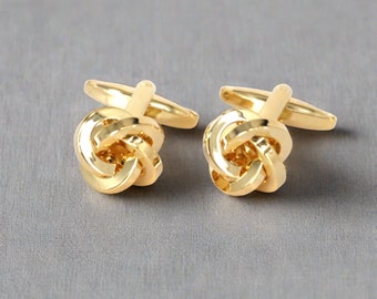 Gemelos con nudo en oro, plata y bronce - Alambre plano