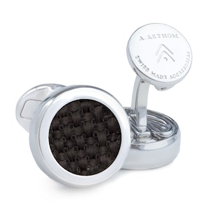 Carbon Fibre Button Cover Cufflinks - Azthom Aurum