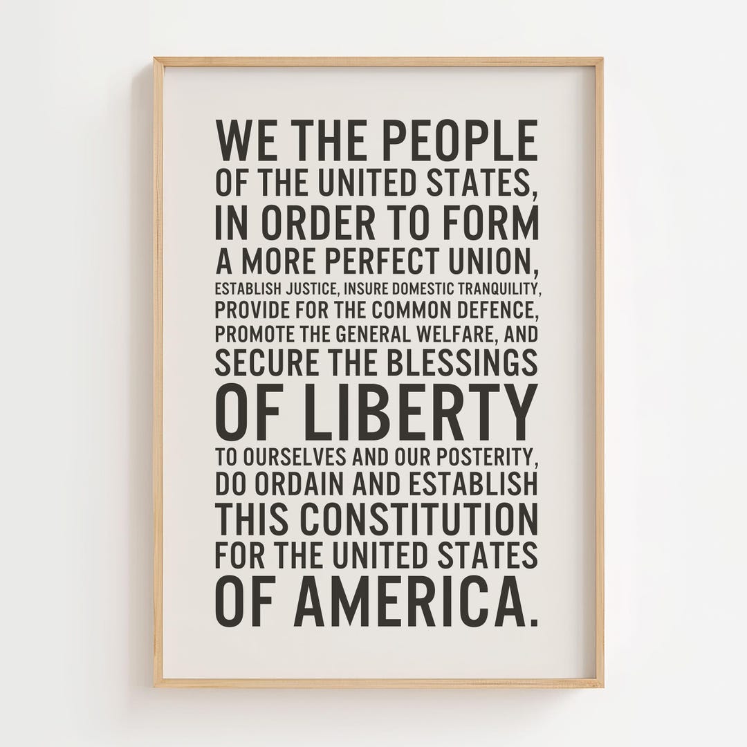 We the People Print, the Constitution Preamble Text, Historical Wall
