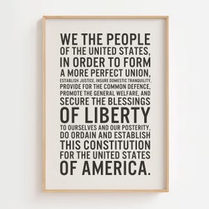 We the People Poster, Die Verfassung, Präambel, Historische Wandkunst, Amerikanischer Geschichtslehrer Geschenk, Democracy Poster, Home Office Decor