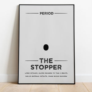 Funny Grammar Print, Educational Art Poster, English Literature Classroom, Home School Art, Period Punctuation Wall Art, Digital Download