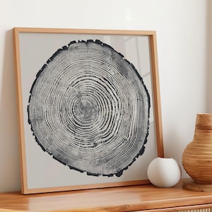 Druckbare Baumring Wandkunst, Holzstumpf Natur Kunstdruck, nordische Baum Kunst, Neutrales abstraktes Poster, Biomimikry Wohnkultur, digitaler Download