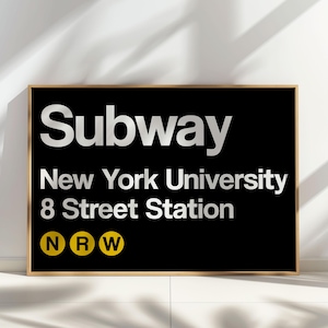 Enseigne du métro de New York, impression de la gare de New York, affiche d'art de l'université de NYU, Street Art de New York, décoration murale art tendance, téléchargement numérique