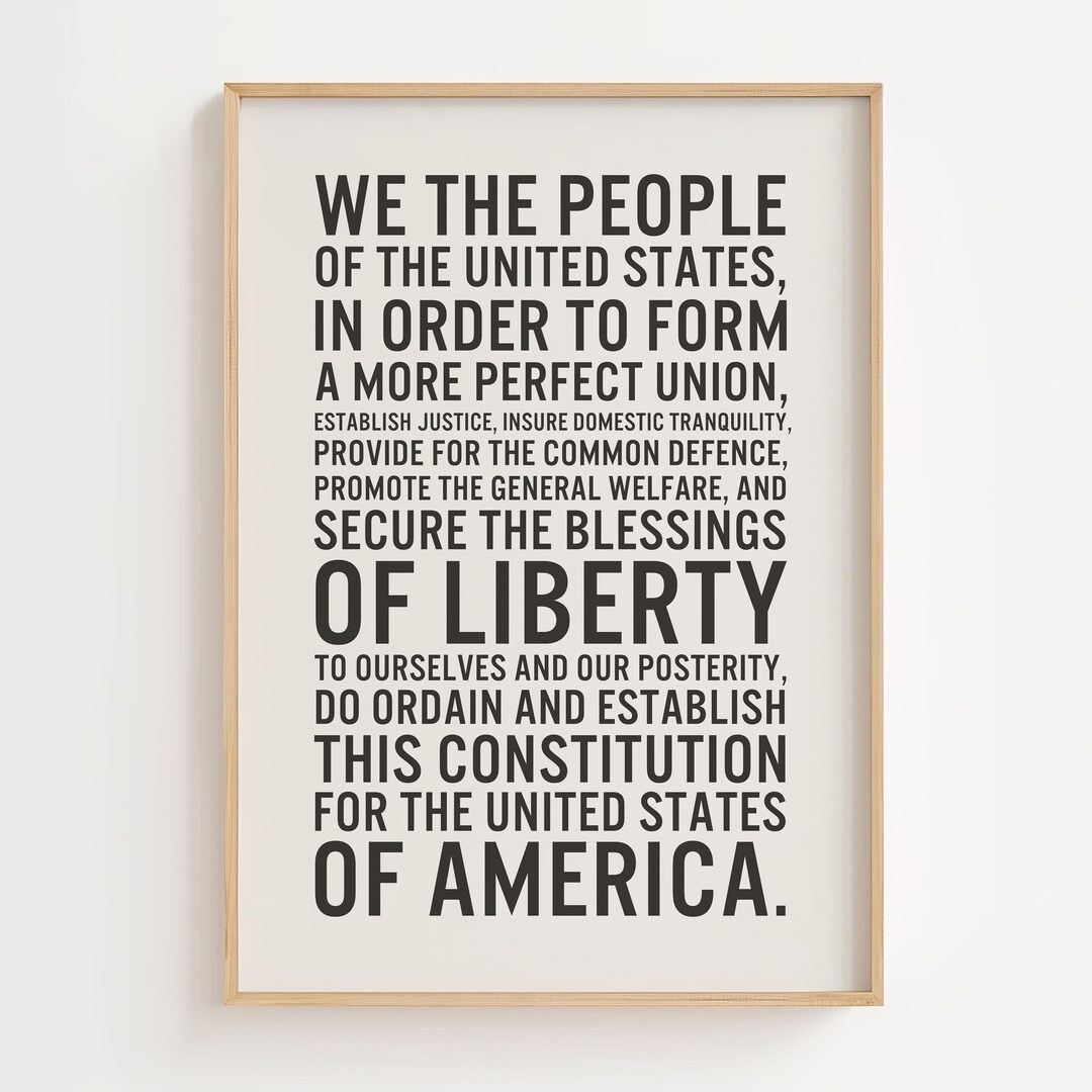 We the People Print, Constitution Preamble Text, Historical Wall Art ...