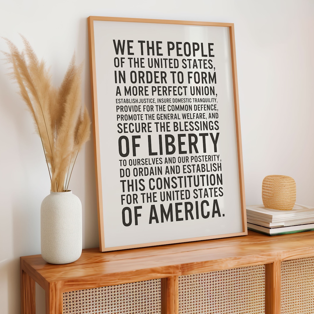 We the People Print, the Constitution Preamble Text, Historical Wall ...