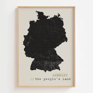Duitsland kaart kunst aan de muur, geboorteland vorm print, afdrukbare poster beroemde steden, reizen in het buitenland Airbnb nieuw appartement decor, digitale download