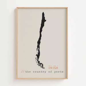 Chile Karte Wandbild, Lateinische Land Illustration, druckbare berühmte Städte Poster, spanische Villa Dekor, südamerikanische Landkarte, digitaler Download