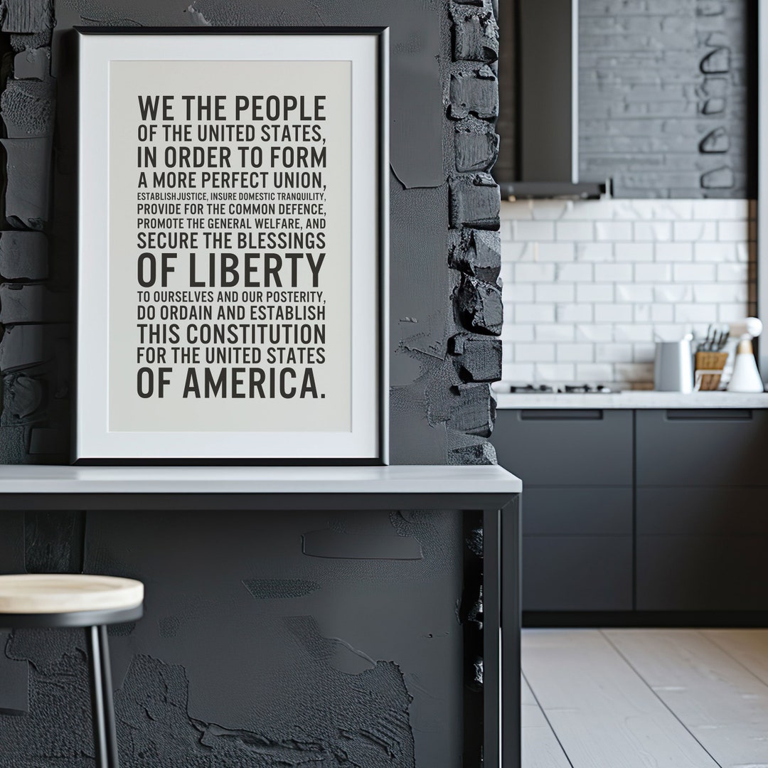 We the People Print, the Constitution Preamble Text, Historical Wall ...