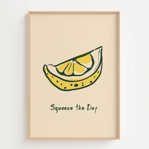 Schattig citroen kunst aan de muur, La Dolce Vita keuken print, handgetekende citrus illustratie, citroen wig eten poster, bar kar decor, digitale download