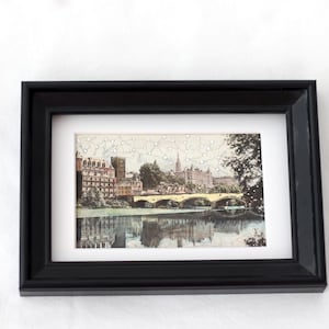Originalmalerei: Französische Postkarte handkoloriert, Mixed Media Kunst, Pau, Nouvelle-Aquitaine Kunstkarte