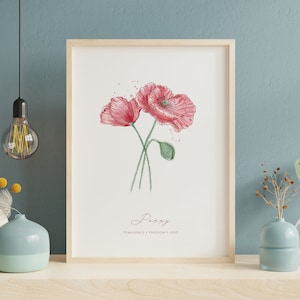 Birth Flower for August: Poppy – Art Print of Handmade Watercolor, Botanical Painting, Gift Idea, Language of Flowers