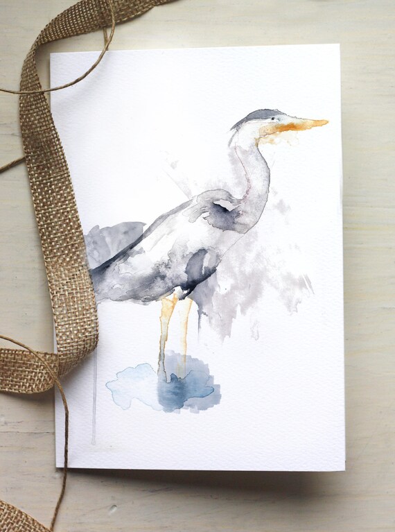 Grey Heron illustrated greetings card