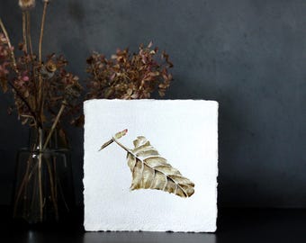Watercolor of a European Beech Leaf, Botanical Painting | Judit Fortelny Fine Art