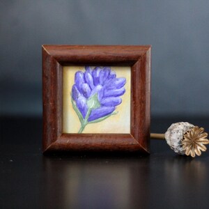 Mini lavender still life watercolor painting – decorative vintage art, 6.5 x 6.5 cm | Judit Fortelny Fine Art