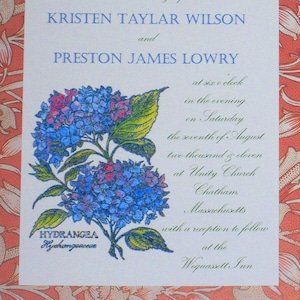 Hydrangea Invitation, Cape Cod Wedding, Save the Date, Reply Card, Floral Invite Suite Sample