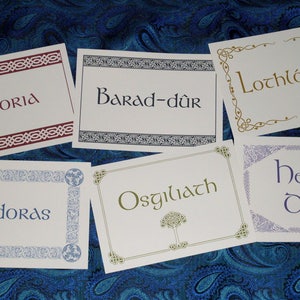 10 LOTR, Hobbit, Middle Earth, Dwarf, Elven Wedding Table Name Cards image 2