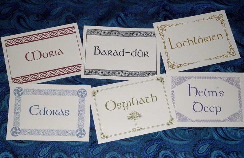 10 LOTR, Hobbit, Middle Earth, Dwarf, Elven Wedding Table Name Cards image 2