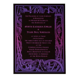 Purple & Black Gothic Snake Halloween Wedding Invitation image 3