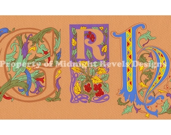 Hand-painted monogram personalized calligraphy painting