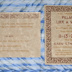 Viking, Celtic Knot, Valhalla Gates, Skyrim, Gold and Parchment Gatefold Invitation Suite image 4