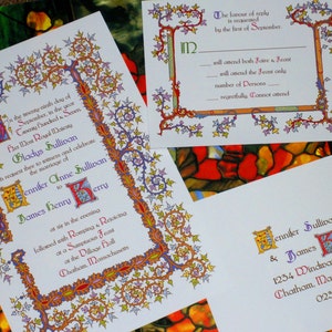 May include: A wedding invitation with a decorative border of vines and flowers. The invitation is for Jennifer Anne Sullivan and James Henry Berry, and it is set for September 29th. The invitation includes the text "The favour of reply is requested by the first of September."