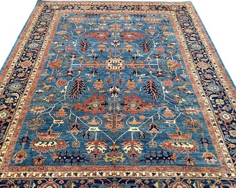 10x14 Large 100% Wool Area Rug Traditional Home Decor Fine High Quality Blue Carpet