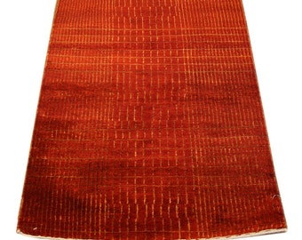 Hand-Knotted Wool Hall Runner: 2.3x10.3 Transitional Orange-Red Rug